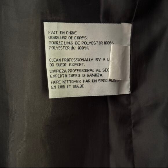 Excelled Collection Vintage Y2K Leather Trench Coat Welt Pockets Black Size L - Picture 9 of 9